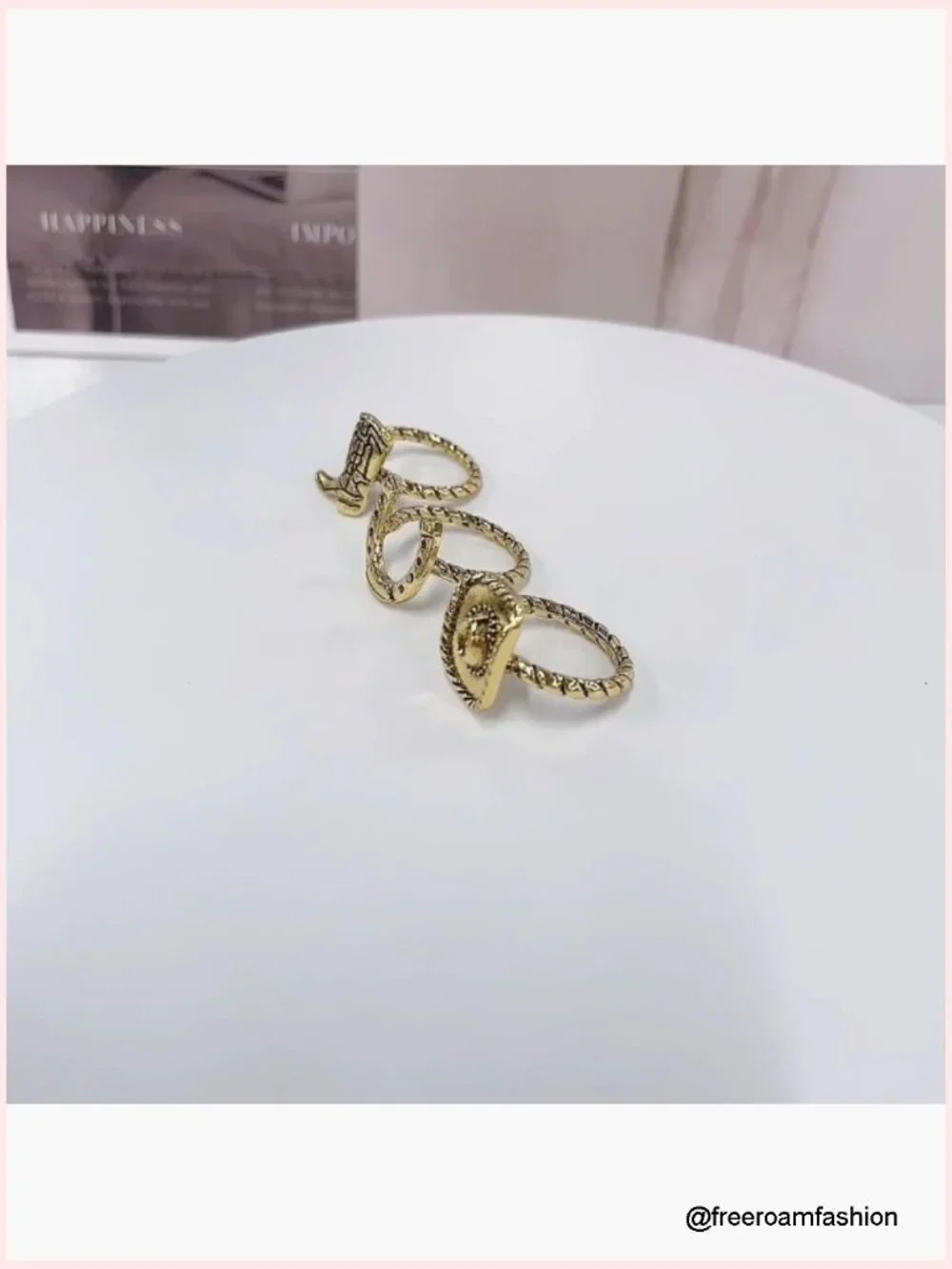 Set of 3 Western Cowboy Stacking Rings Size 7